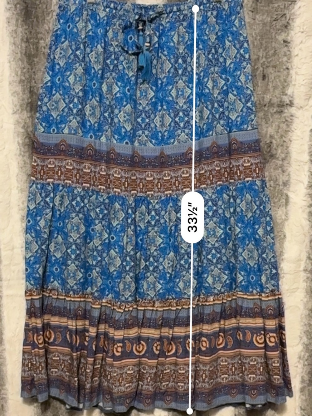 Ava Christine Boho Rayon Maxi Skirt size L - Picture 11 of 11